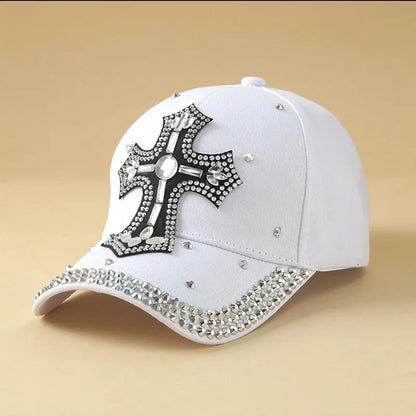 Unisex Rhinestone Cross Baseball Cap