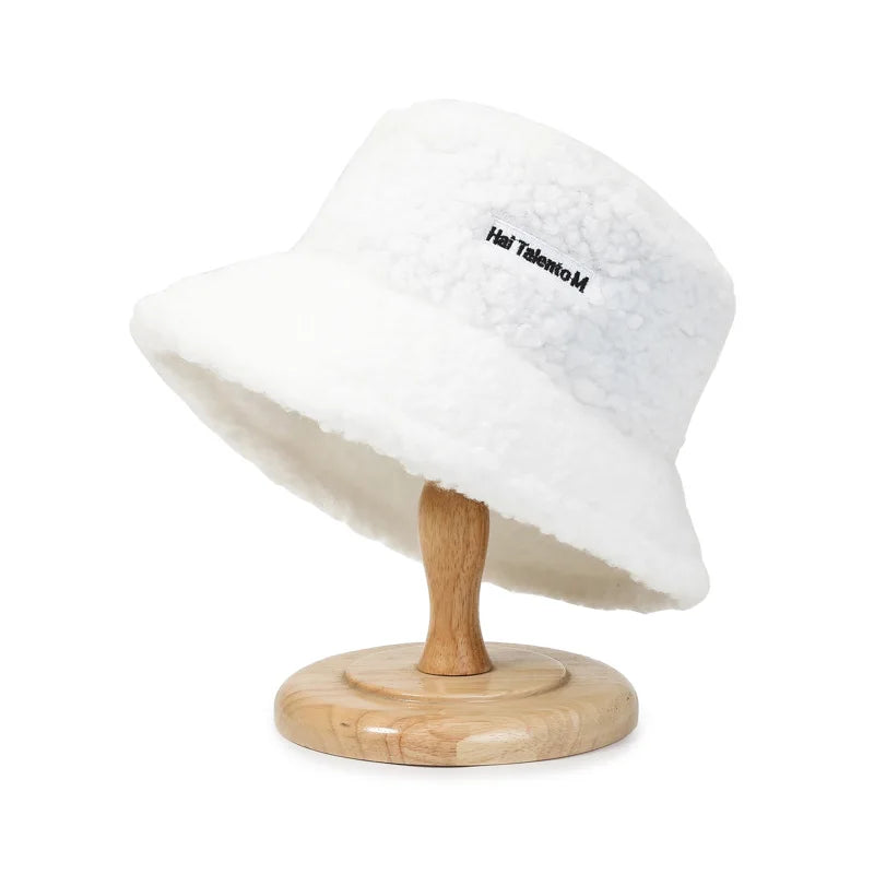 Lambswool Unisex Bucket Hats For Women Men Winter