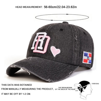 Unisex SD Letter Embroidery Hole Cowboy Baseball Caps