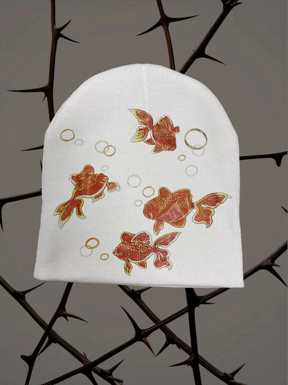 Women White Knitted Soft Warm Winter Hat Streetwear