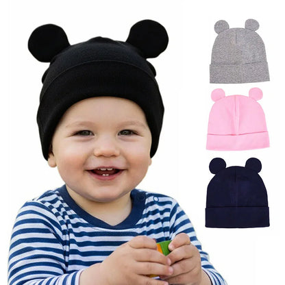 Baby Beanie Hat With Bear Ears Solid Color Baby Hats