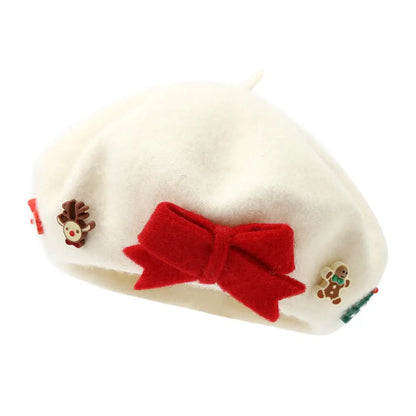 Fashion Christmas Beret Hat Red Green Sweet Christmas Beret Hat