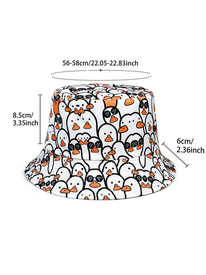 Fashionable Little White Goose Bucket Hat Suitable for Outdoor Activities, Multifunctional Fisherman Hat Suitable for Both Men and Women