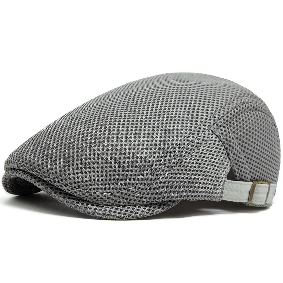 Men Summer Hollow Mesh Beret Breathable Vintage Forward Cap