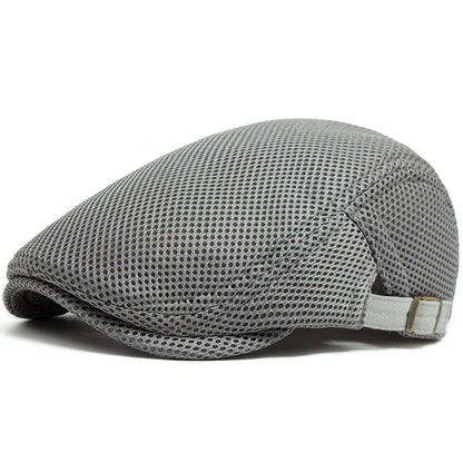 Men Summer Hollow Mesh Beret Breathable Vintage Forward Cap