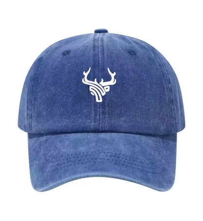 Deer Head Antlers Printed Washed Cotton Adjustable Baseball Cap