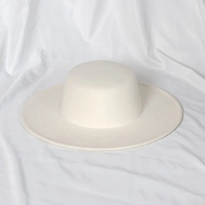New Oversized Edge Flat Top Hat Retro French Felt Hat