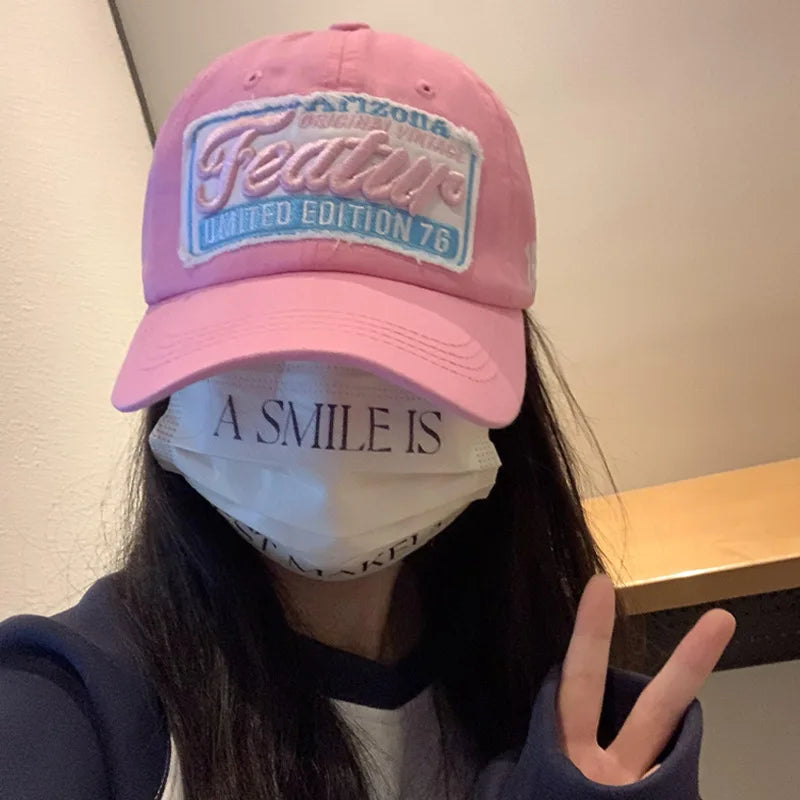 Pink Letter Baseball Caps for Women