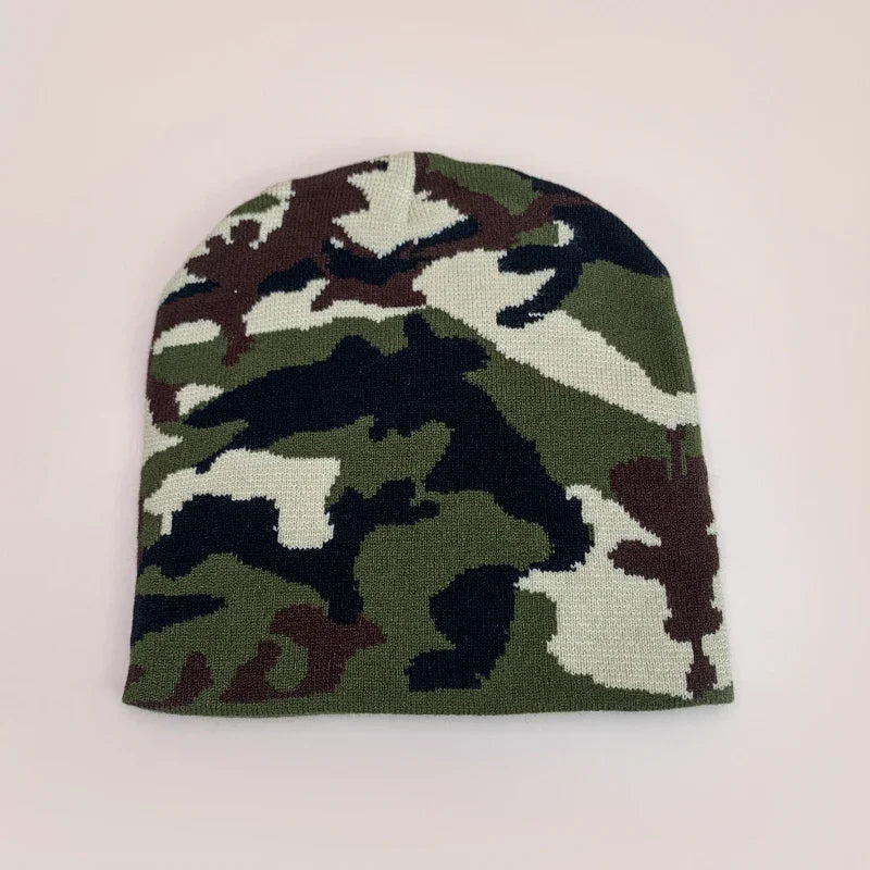 European Camouflage Knitted Hats Color Block