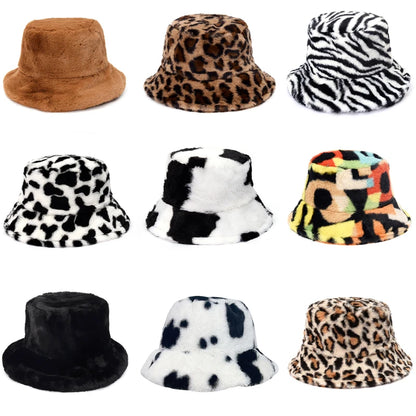 Fashion New Women Bucket Hat Retro Spring Autumn Leopard