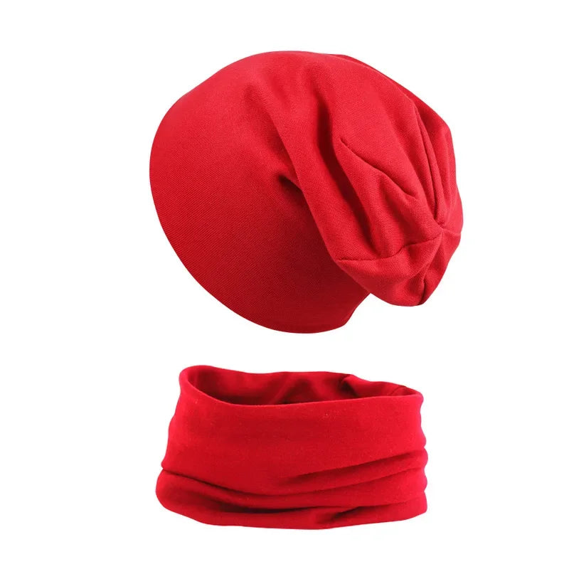 New Baby Hat Scarf Set Boys Girls Cap Autumn Winter Soft Elastic Beanie Hats Cotton