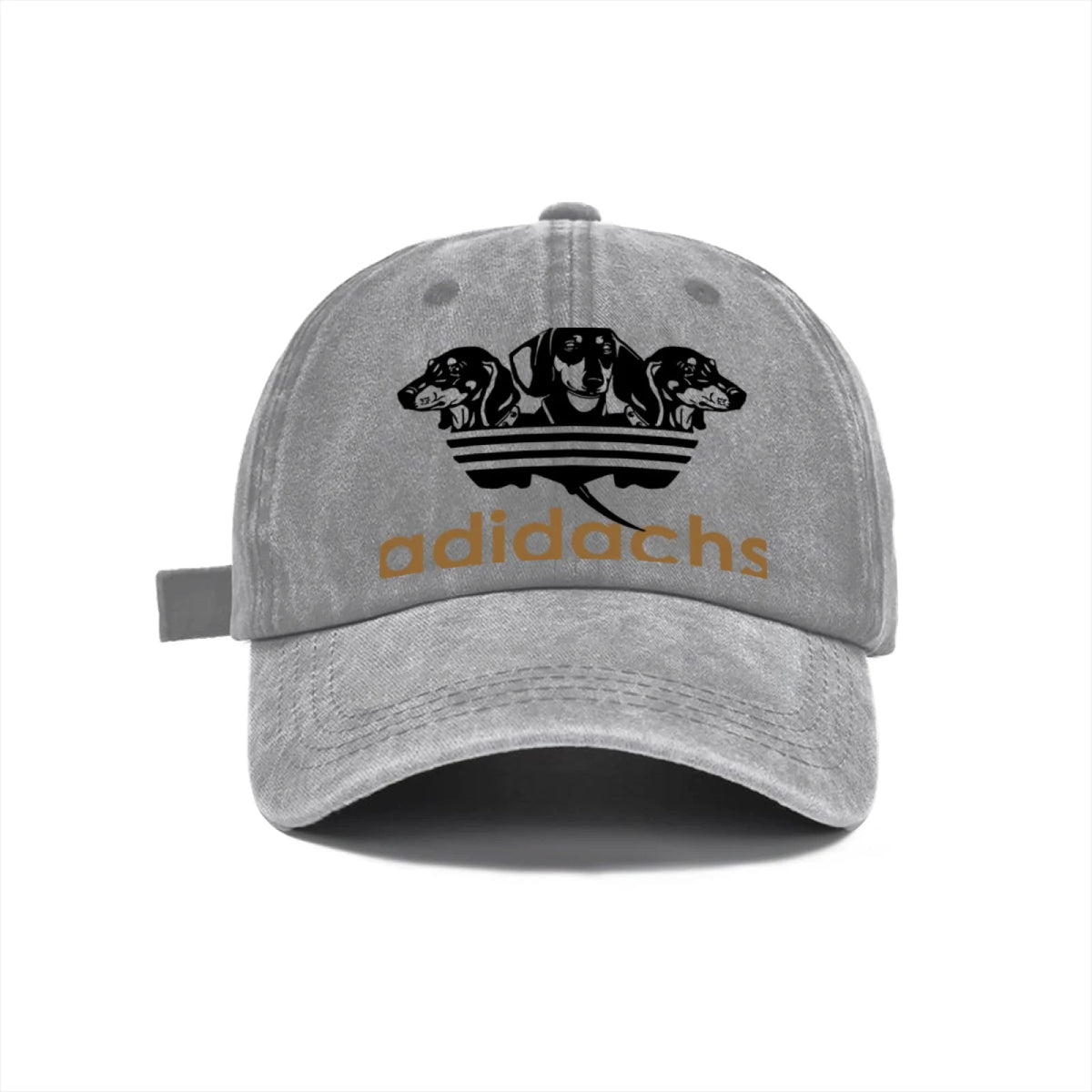 Vintage Washed Baseball Cap Unisex Distressed Snapback Hat Grey Dachshund Dog Graphic Embroidery Adjustable Dad Hat Streetwear