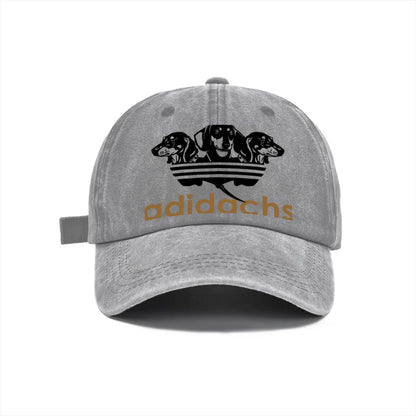 Vintage Washed Baseball Cap Unisex Distressed Snapback Hat Grey Dachshund Dog Graphic Embroidery Adjustable Dad Hat Streetwear