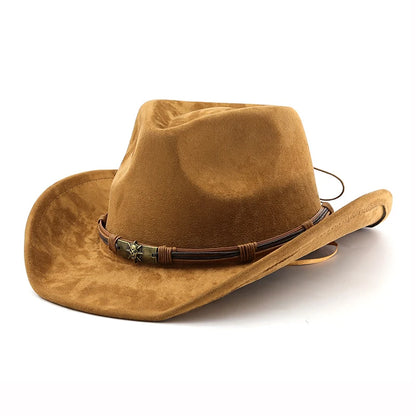 Suede Western Cowboy Hat For Men Women Vintage