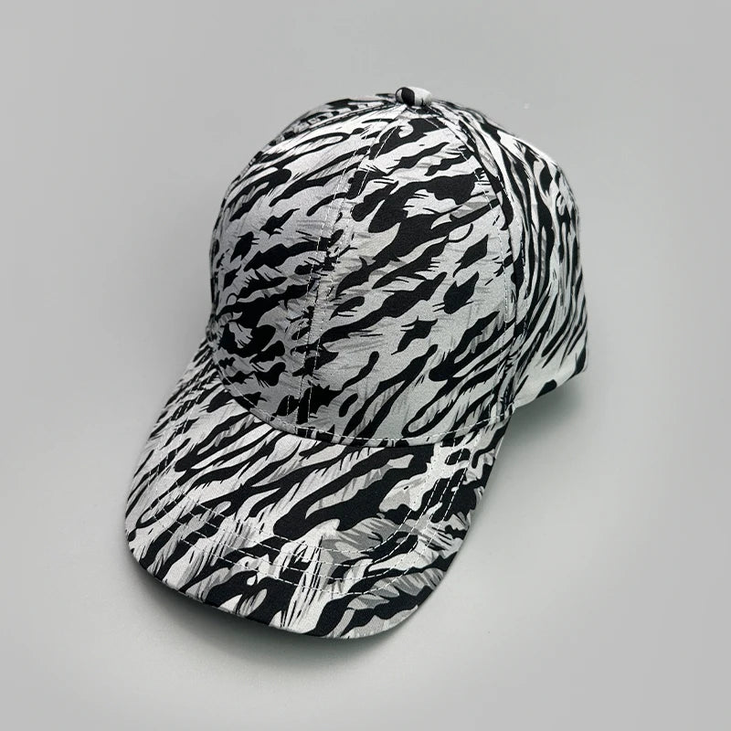 Graffiti Leopard Stripe Print Baseball Hats