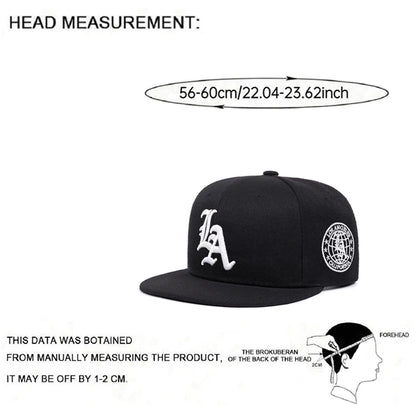 Fashion Hip Hop Hat LA Letter Side Earth Embroidered Baseball Hat Unisex