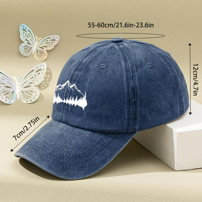 Buckle Baseball Cap with Forest Print, Curved Brim