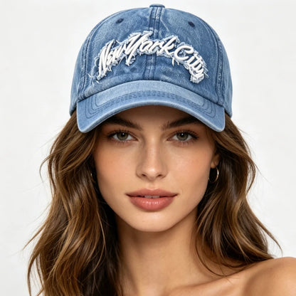 Washed Denim Unstructured Baseball Cap