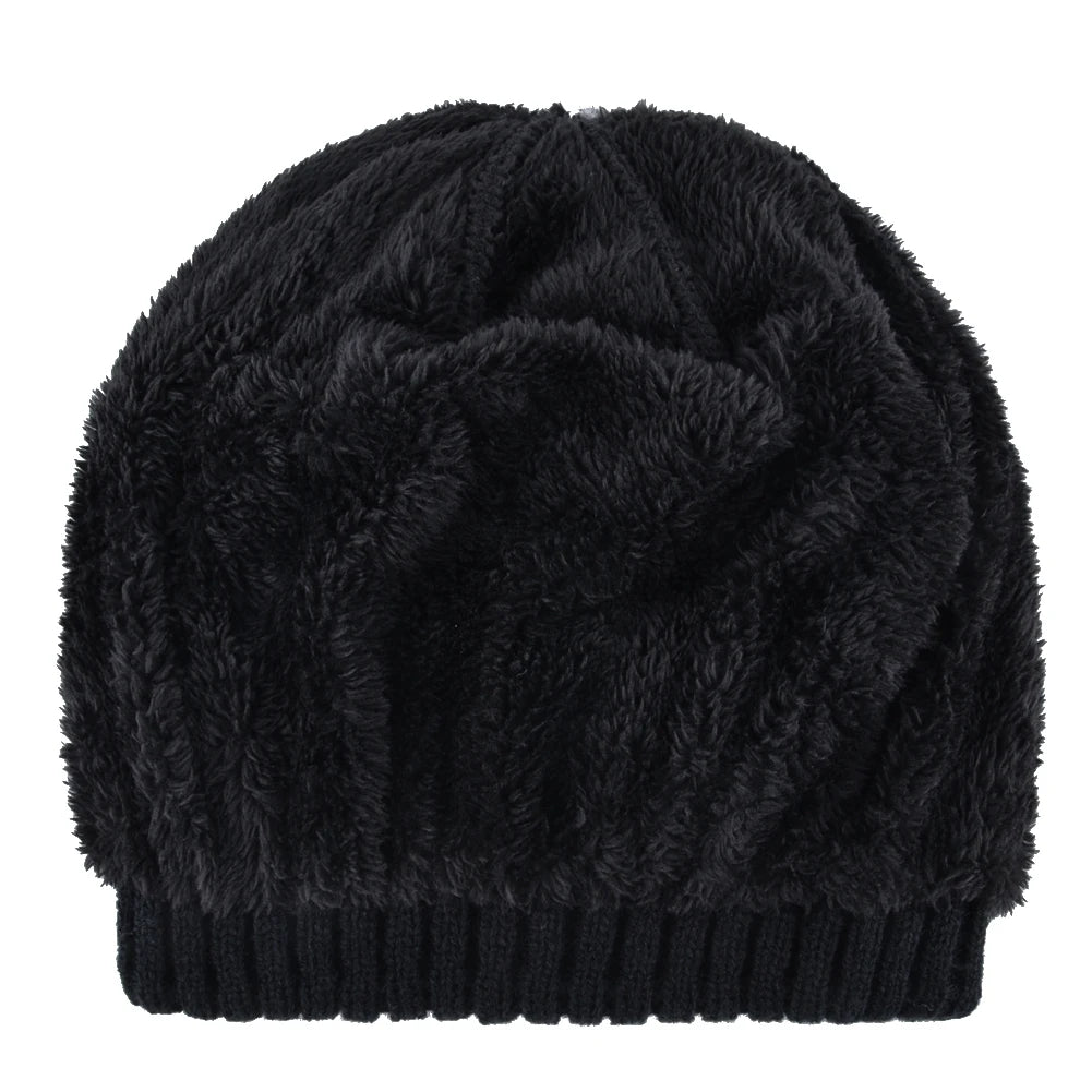 Winter Beanies Men Knitted Skull Pattern Solid Color Hat With Metal Skulls