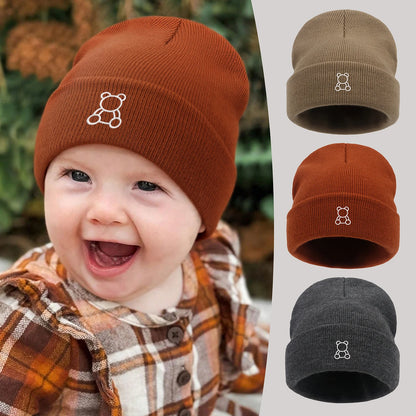 Baby Hat Children's Newborn Embroidery Knitted Hat Cute Little Bear Children's