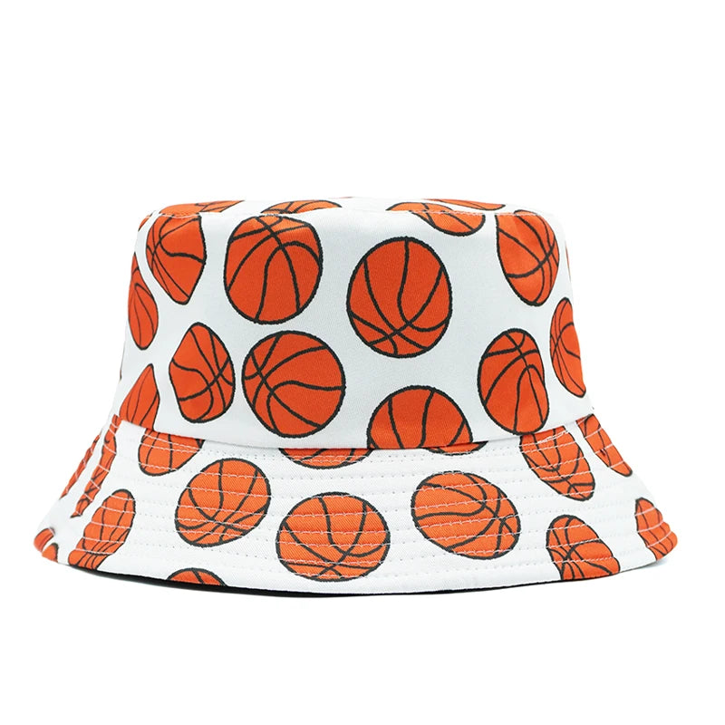 Football Basketball Printing Bucket Hat Soccer Balls Pattern Fisherman Hats Cartoon Double Sides