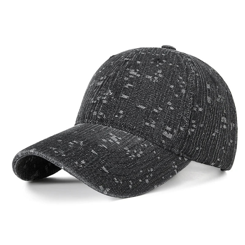 Baseball Cap Denim Jeans Women Men Curve Bill Fitted Hat