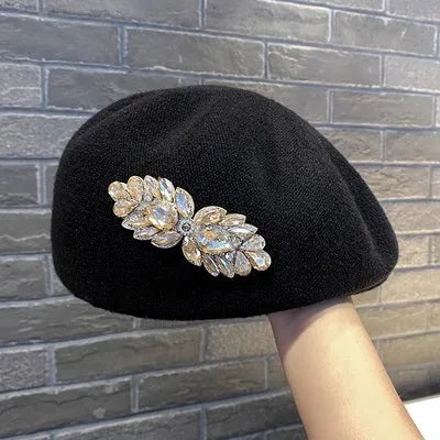Autumn And Winter New Water Diamond Knitted Duck Tongue Hat