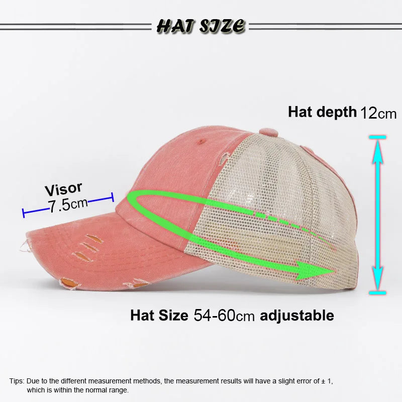 Washed Cotton Mesh Breathable Baseball Cap