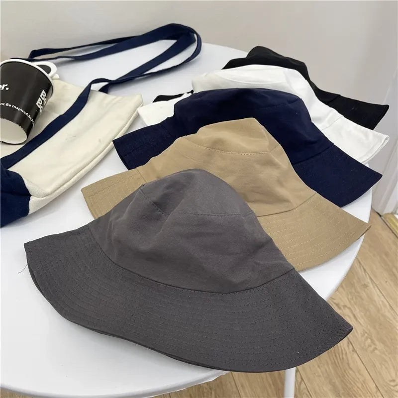 Unisex Cotton Bucket Hats Women Summer Sunscreen Panama Hat
