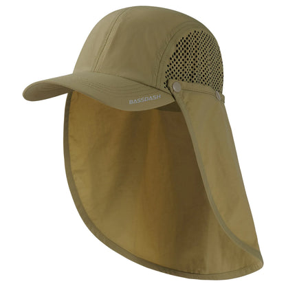 UPF 50+ Foldable Fishing Hat Baseball Cap With Removable Neck Flap Portable
