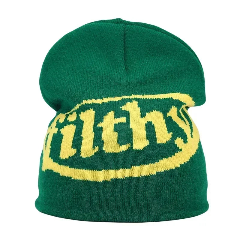 Y2K Letter Knitted Winter Autumn Beanie Cap Men Women