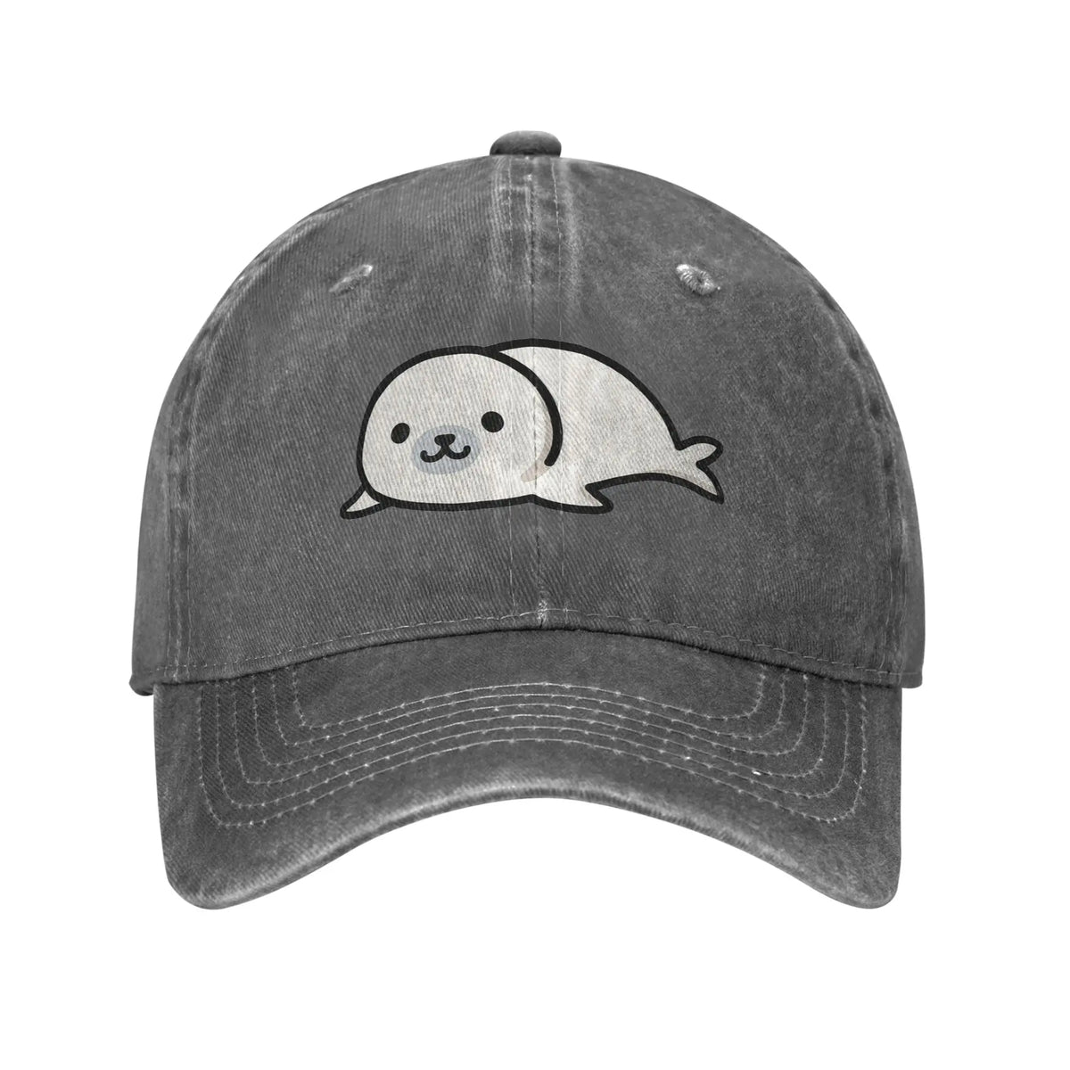 Seal Denim Fabric Cap Casual Baseball Caps Adjustable Hat
