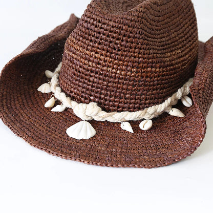 Summer Raffia Wide Brim Cowboy Hat Outdoor