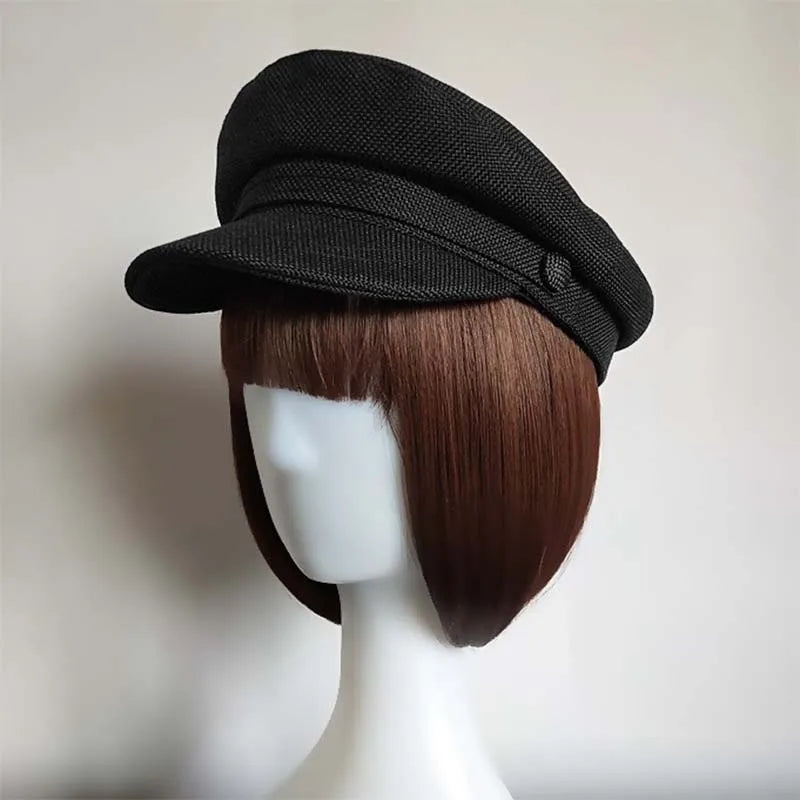 Summer Preppy Style Linen Navy Cap For Men Women Outdoor