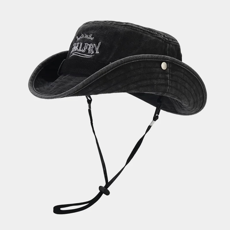 Four Seasons Cotton Letter Embroidery Bucket Hat Fisherman Hat Outdoor Cap for Men and Women