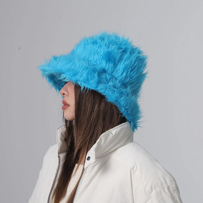 2024 Barrel Caps Funny Fashion Autumn Winter Leopard Fur Bucket Hats