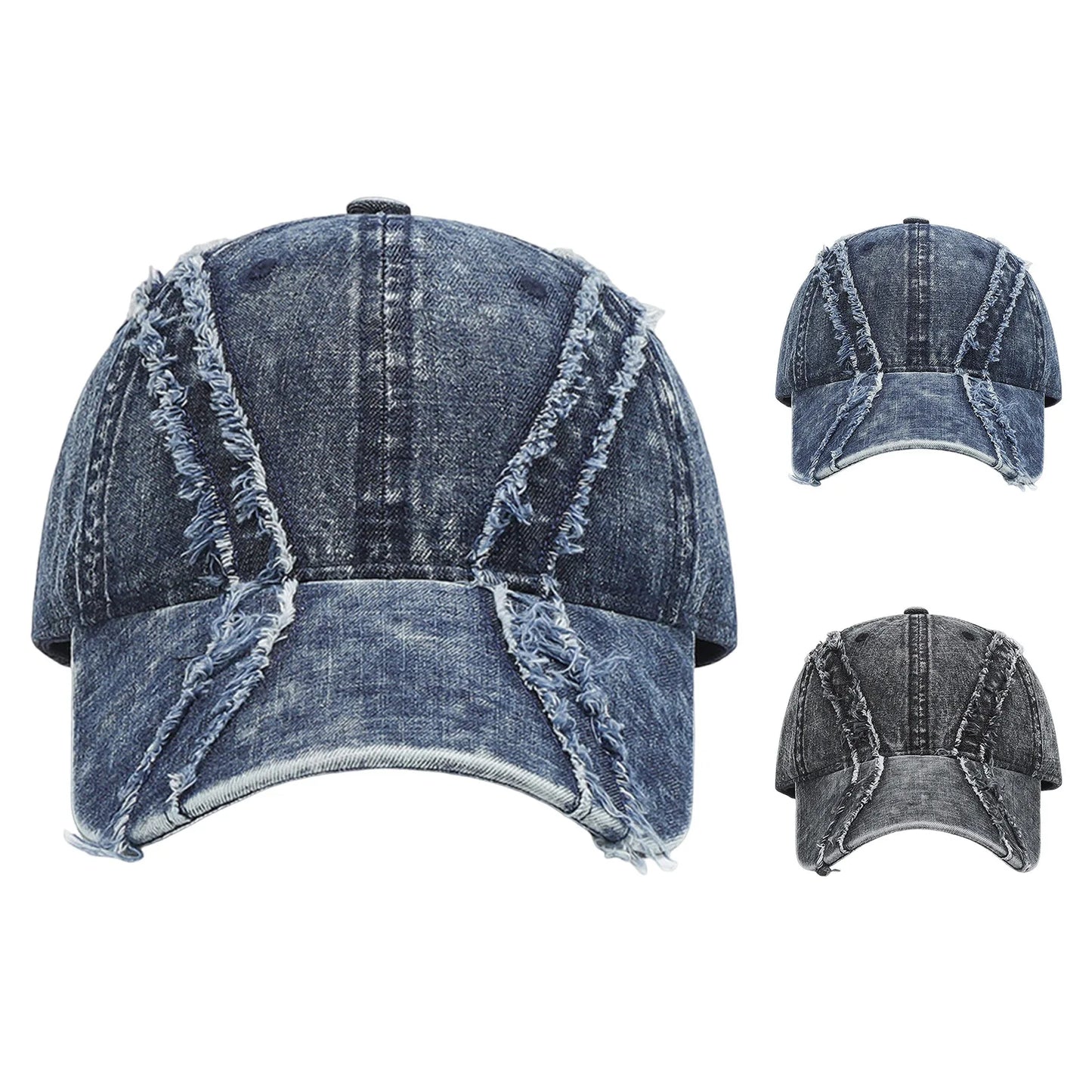 Vintage Hats Hairy Denim Baseball Cap, Washed Black Caps