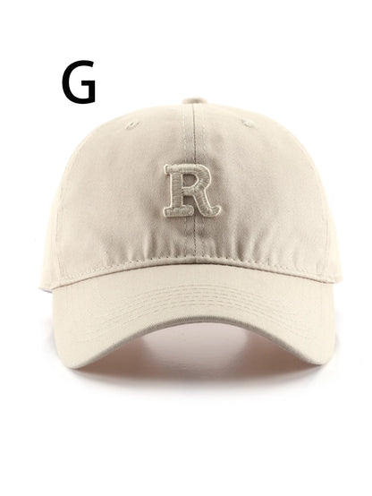 Unisex All Season Wearing Pure Cotton Letter R Fashionable Baseball Cap