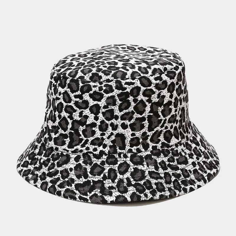 Reversible Bucket Hats Unisex Leopard Print Fisherman Hat
