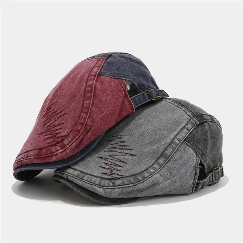 Spring Cotton Print Newsboy Caps Flat Peaked Cap