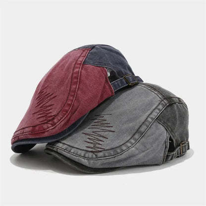 Spring Cotton Print Newsboy Caps Flat Peaked Cap