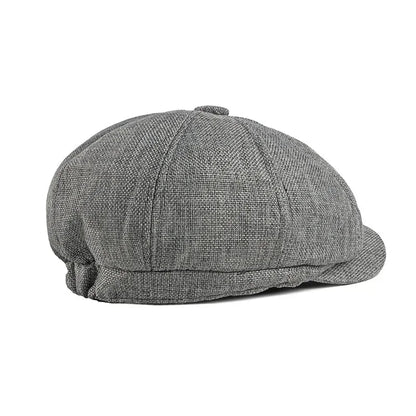 Classic Linen Berets Hats For Men Summer Breathable Newsboy Caps