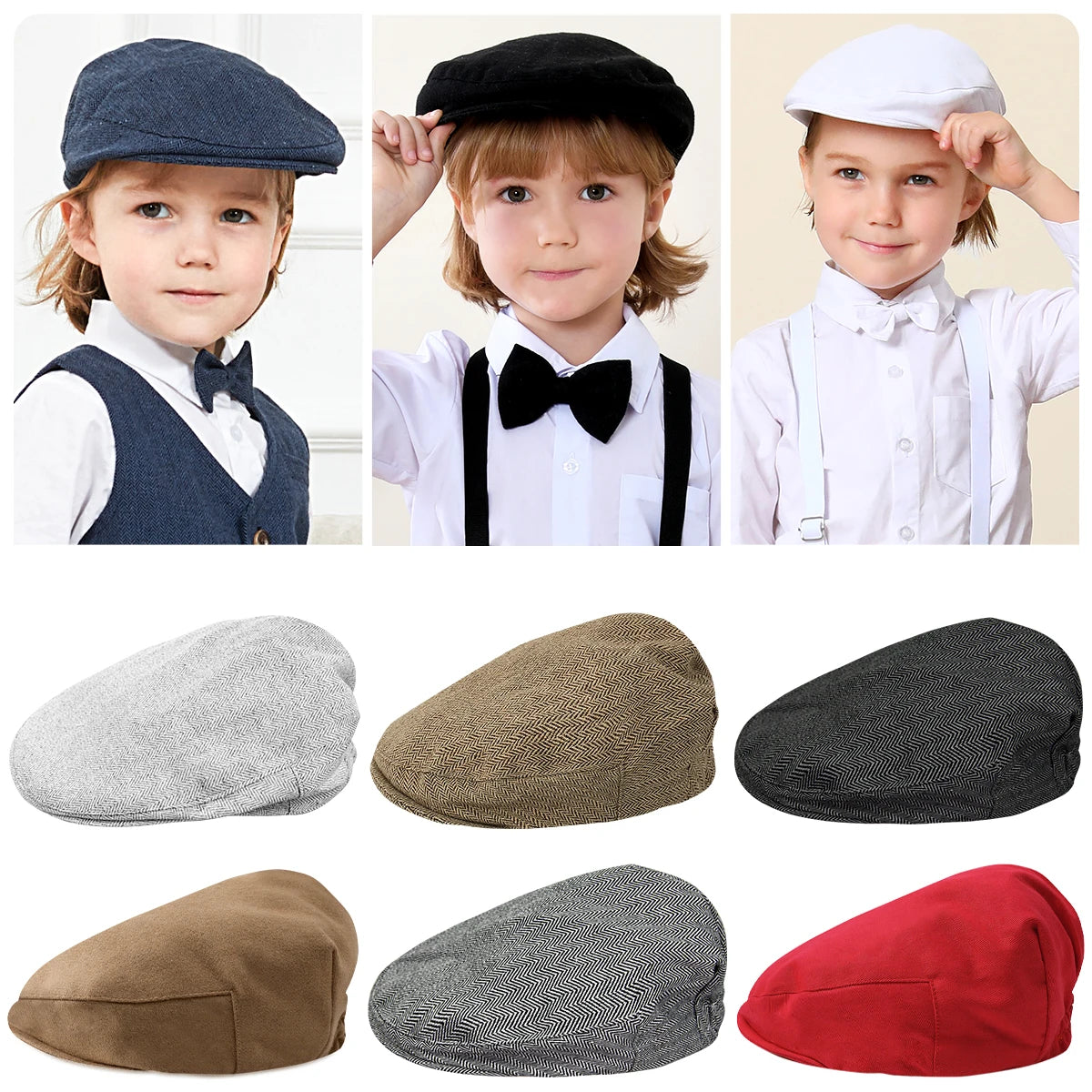 Baby Boys Herringbone Flat Hat Kids Vintage