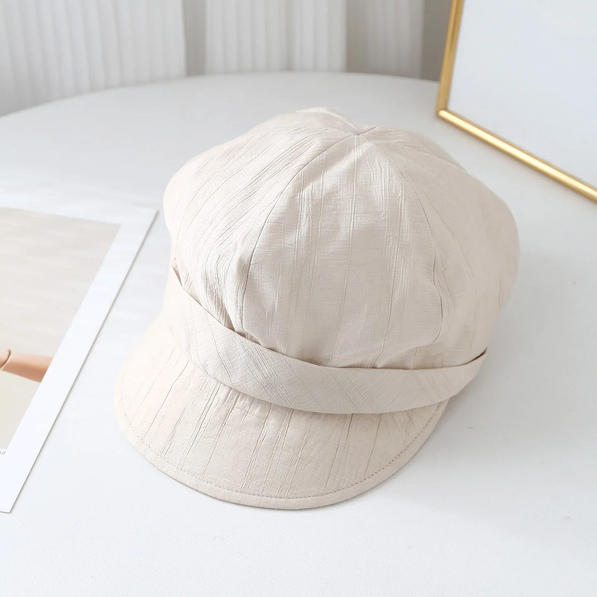Women's New Simple Soft Brim Beret Cap Spring Summer Pleated Hat