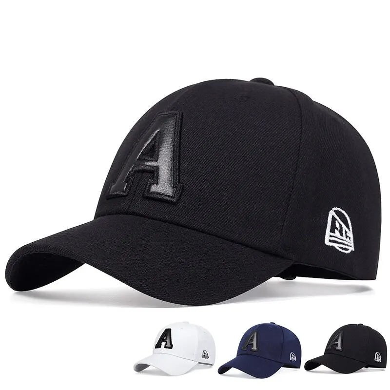 Unisex A Letter Leather Label Embroidery Snapback Baseball Caps Outdoor Adjustable Casual Hats Sunscreen Hat