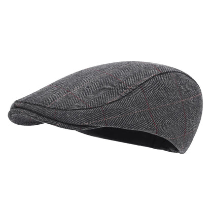 Men's Flat Cap Wool Tweed Driving Irish Gatsby Cabbie Golf Vintage Newsboy Hat