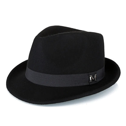 Men Winter Thick Warm Felt Fedora Hats Wool Gentleman Jazz Cap