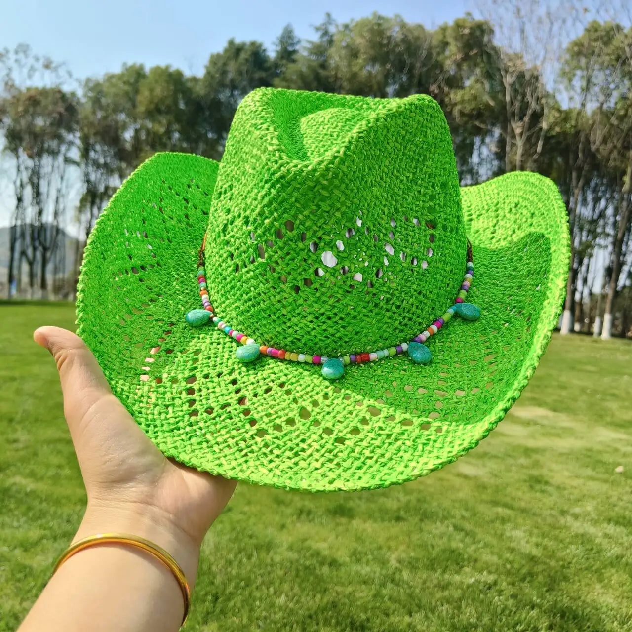 Summer Straw Cowboy Hat Hollow Woven Straw Hat