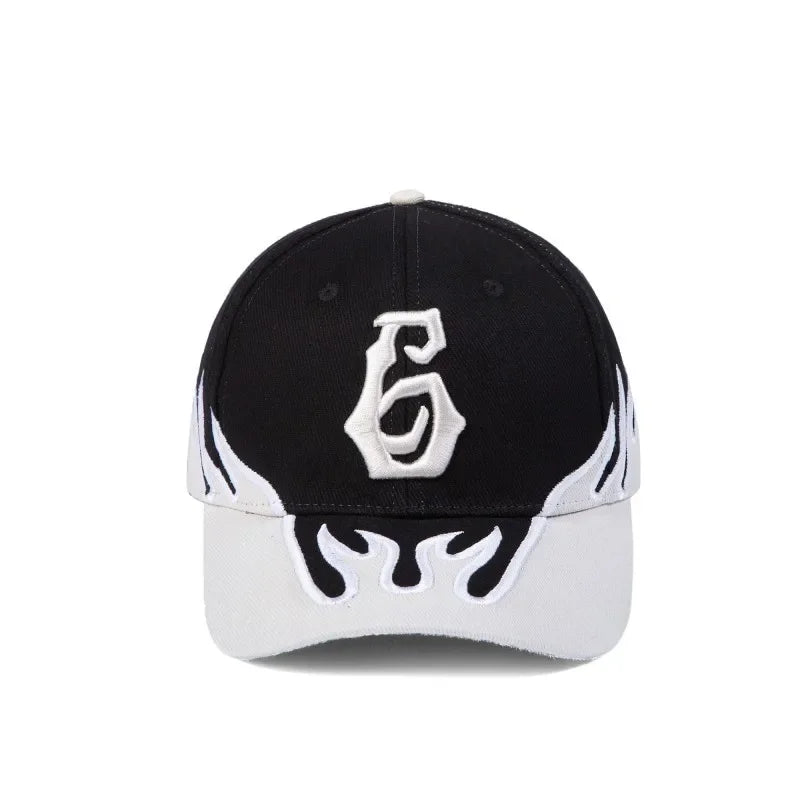 Streetwear Flame Embroidery Racing Baseball Cap