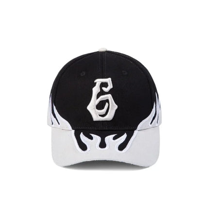 Streetwear Flame Embroidery Racing Baseball Cap